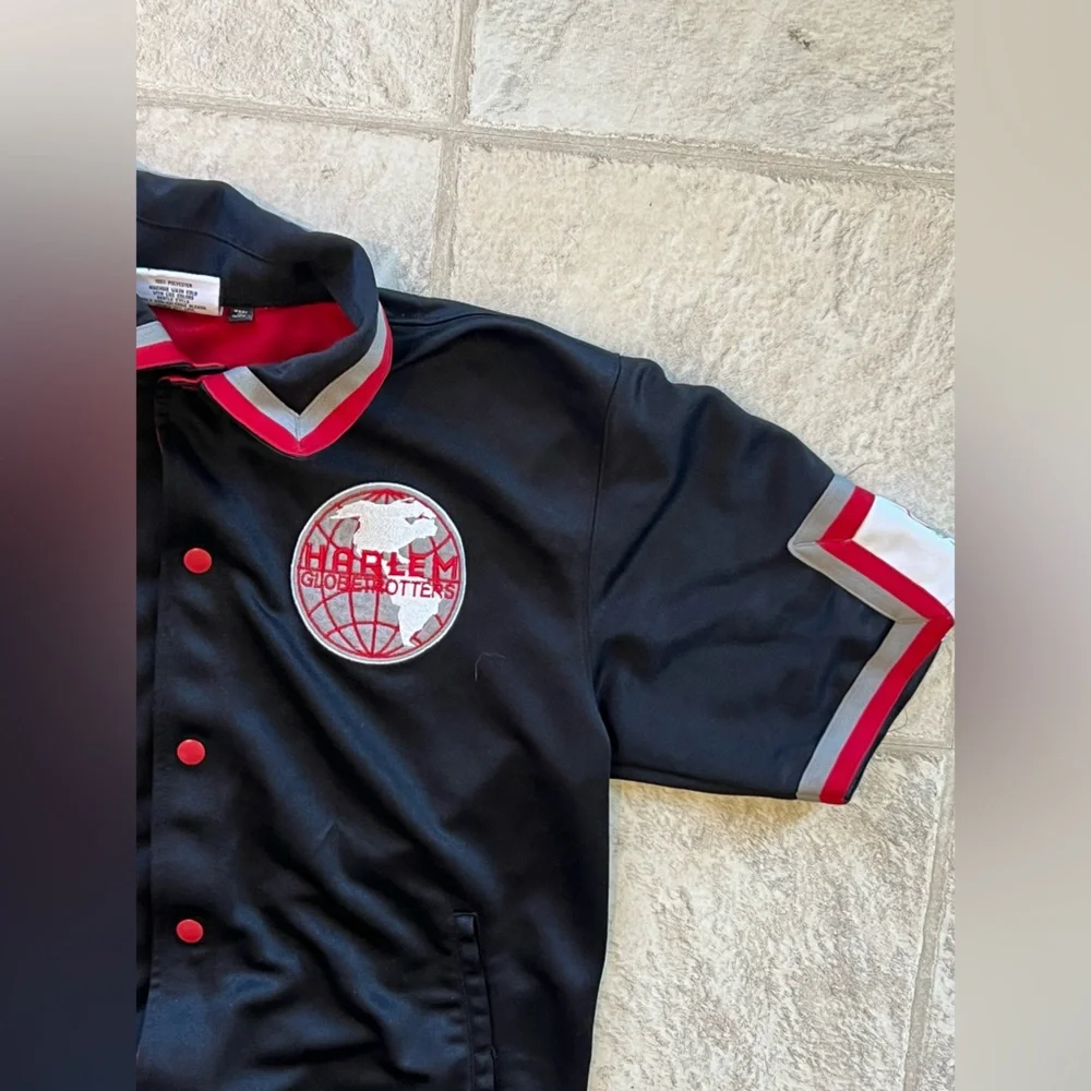 Vintage PlatinumFUBU Harlem Globetrotters JerseyYouthL 16/18 BlackRedEmbroidered